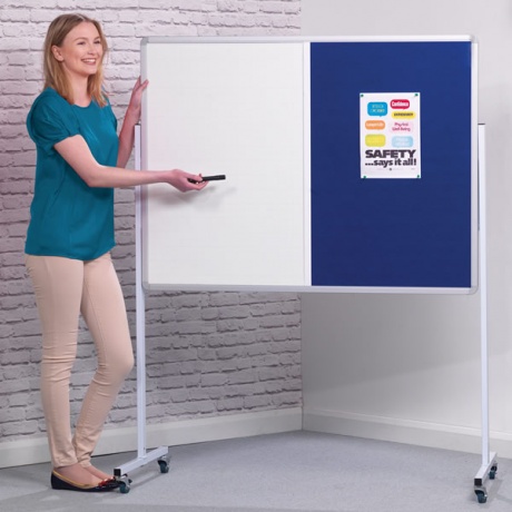 Mobile Dual Felt & Dry Wipe Noticeboard